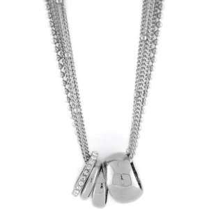  Silver Toned Multi Chain Ring Charm Necklace: Jewelry