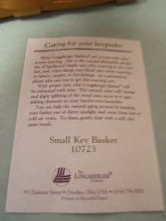 Longaberger 1996 Small Key Basket w/ protector  