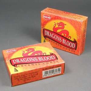 HEM Dragons Blood Incense Dhoop Cones, Pair of 10 Cone Boxes   (IN192 