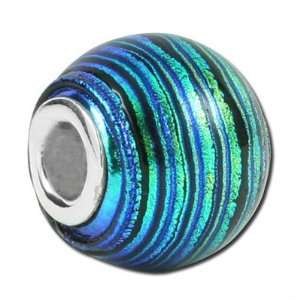  15mm Dichroic Glass SS Large Metal Hole Glass Beads Arts 