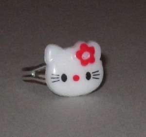 Plastic Hello Kitty Metal Silver Adjustable Ring  