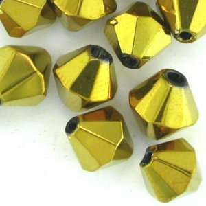  20 GOLD ROCKn CRYSTAL 8MM FACETED BICONE BEADS