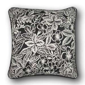  Black White Floral 18 Square Pillow