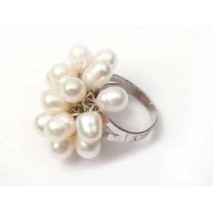   pearl white gold plated ring size adjustable Fashion DIY Jewelry