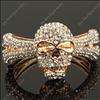 Skull Halloween clear Swarovski crystal gold hinge fashion jewelry 