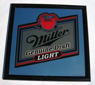 Vintage MGD Light Beer Bar Mirror 20x20 Sign Light  