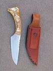 Nice Custom R. Turkey 2005 Etched Carbon Steel and Bone Hunting Knife 