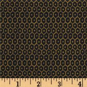  44 Wide Parlor Honeycomb Black/Gold Fabric By The Yard 