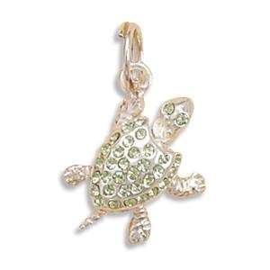  Turtle Charm Movable with Crystal Sterling Silver: Jewelry