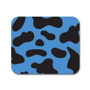  Cow Print   Blue and Black Mousepad Mouse Pad: Computers 