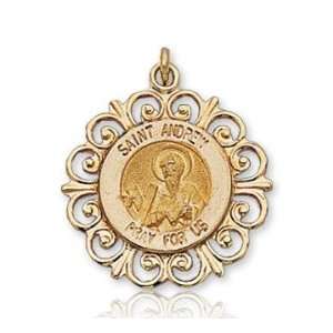   Yellow Gold Devotion Ornate Carved St. Andrew Medal