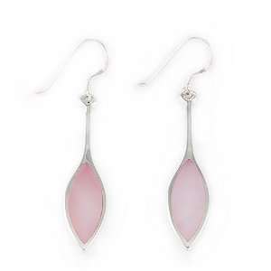  Mother of Pearl Pink Shell Leaf Inlay Earrings Jewelry