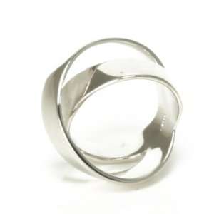   High Polished Sterling Silver Ladies Crossover X Fashion Ring: Jewelry