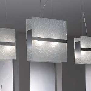   S45, 2 Light Pendant 17095 013 Chrome/Frosted Mosaic Pattern Glass