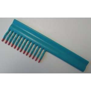  Turquoise Wavy Hair Comb with Handle   Pink Tips   7 1/2 