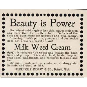  1896 ORIGINAL Vintage Print Ad Milk Weed Cream Beauty 