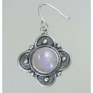   Gemstone in a Rounded Floral Design Featuring Rainbow Moonstone