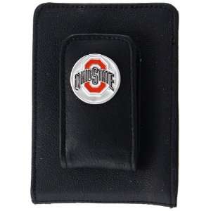   Buckeyes Black Leather Money Clip & Card Holder: Sports & Outdoors