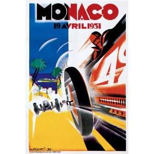  1931 MONACO RALLY STREET CAR RACE SPECIAL VINTAGE POSTER 