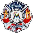 Miami Marlins Flag Fan Fire Fighter sticker, Decal, IAFF