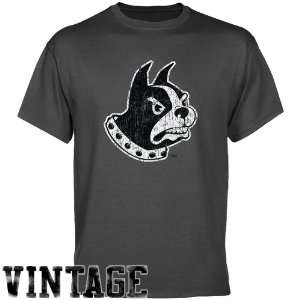 NCAA Wofford Terriers Charcoal Distressed Logo Vintage T shirt  