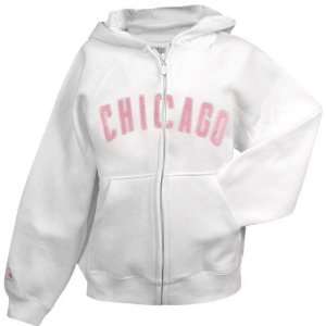 Girls Chicago Cubs White/Pink Full Zip Hooded Fleece:  