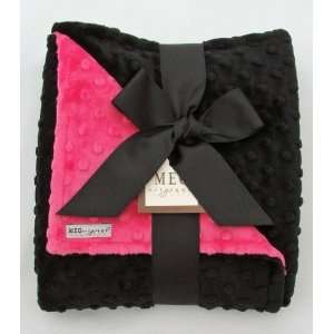  Hot Pink & Black Minky Blanket: Baby