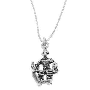  Sterling Silver One Sided Hockey Goalie Necklace Jewelry