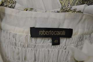 New Roberto Cavalli Womens Top Blouse White Lime Sz 40  