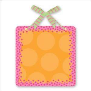 Pink and Yellow Orange Magnetic Metal Memo Board with Ribbon Wall 