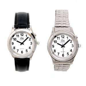  ila Silver Ladies Talking Watch with White Face 