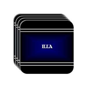 Personal Name Gift   ILLA Set of 4 Mini Mousepad Coasters (black 
