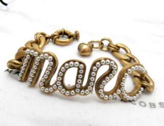 Auth Marc by M Jacobs Gold Iconic Script ID Bracelet  