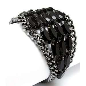  Gothic Rockabilly Metal Chain w/ Black Stone Bracelet 