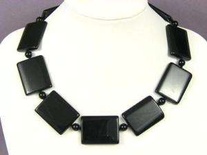 Necklace Black Onyx 40mm Pillows 925  