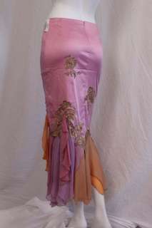398 Mandalay Skirt Applique Pink Orange Ruffles 2 XS #000827  