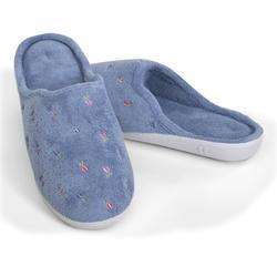 Isotoner BLUE Embroidered Terry Clog Slipper Ladies NEW 022653925929 