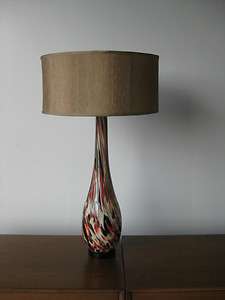 One Art Glass Italian Murano style table lamp vintage mid century 