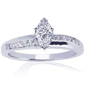 .70 Ct Marquise Cut Diamond Engagement Ring Pave Setting SI2 G CUT 