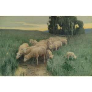   Irving Couse   32 x 32 inches   At The Spring (Sheep In Field Home