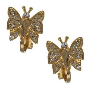  ISAURA Gold Plated Crystal Butterfly Clip On Earrings 