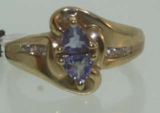   gold tanzanite .06cttw diamond SI1 H ring estate vintage 3.6g  
