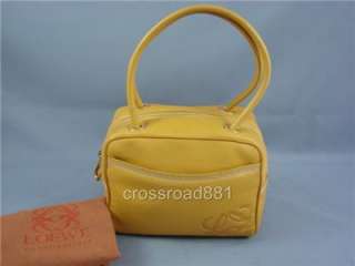 Auth Loewe Yellow Leather Hand Bag Great  
