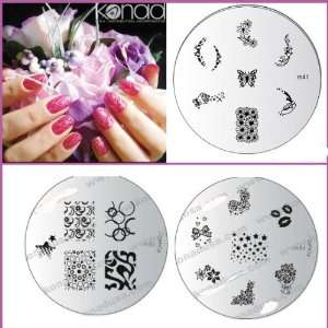 Konad Nail Art 3x Image Plates # M41, M84, M85   Flowers, Butterflys 