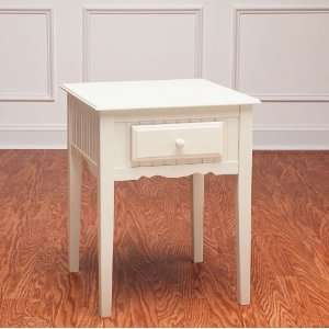  Bead Board End Table, White Furniture & Decor