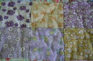 Pretty HANDMADE Rescue QUILT PASTEL CALICO Patchwork SPRING COLORS 