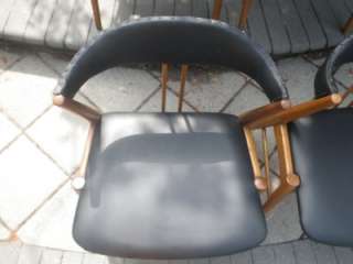 DANISH MODERN LIGHT WOOD CANTALEVIERED SEAT CHAIRS  