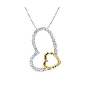  Sterling Silver Clear CZ Pendant   Hearts: Jewelry