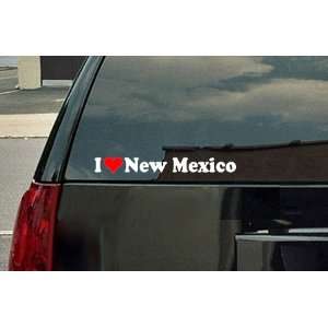  I Love New Mexico Vinyl Decal   White with a red heart 