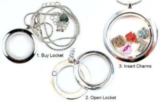 LARGE ROUND MEMORY LOCKET NECKLACE FOR FLOATING CHARMS  